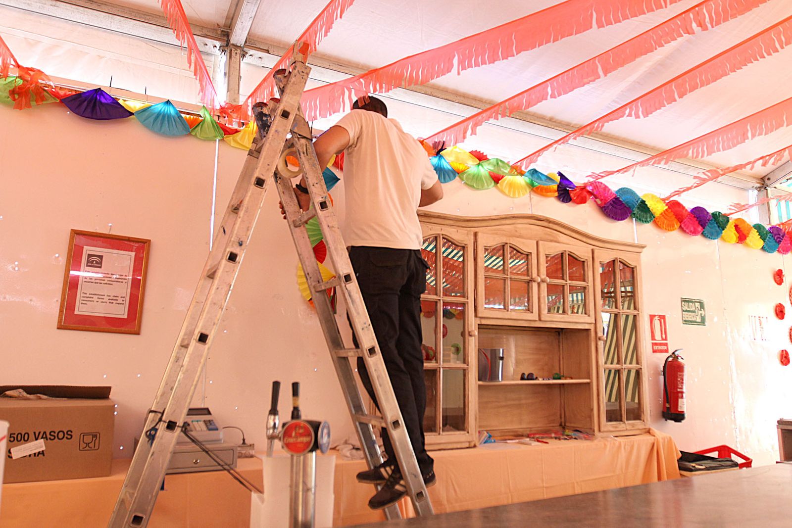 Imagen del montaje de una caseta el pasado año.