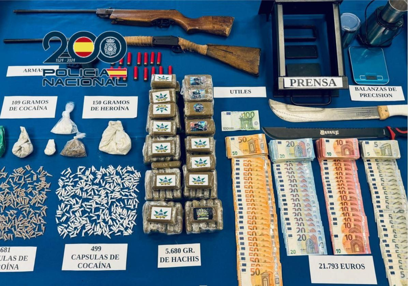 Material incautado en la 'operación Galaxia' en San Juan de Dios.