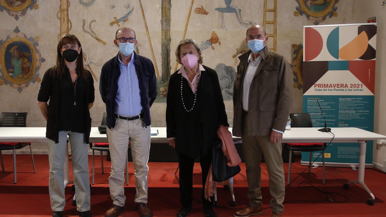 Lola López Enamorado, Francisco Correal (moderador), Enriqueta Vila y Juan Carlos Villaverde en el homenaje.