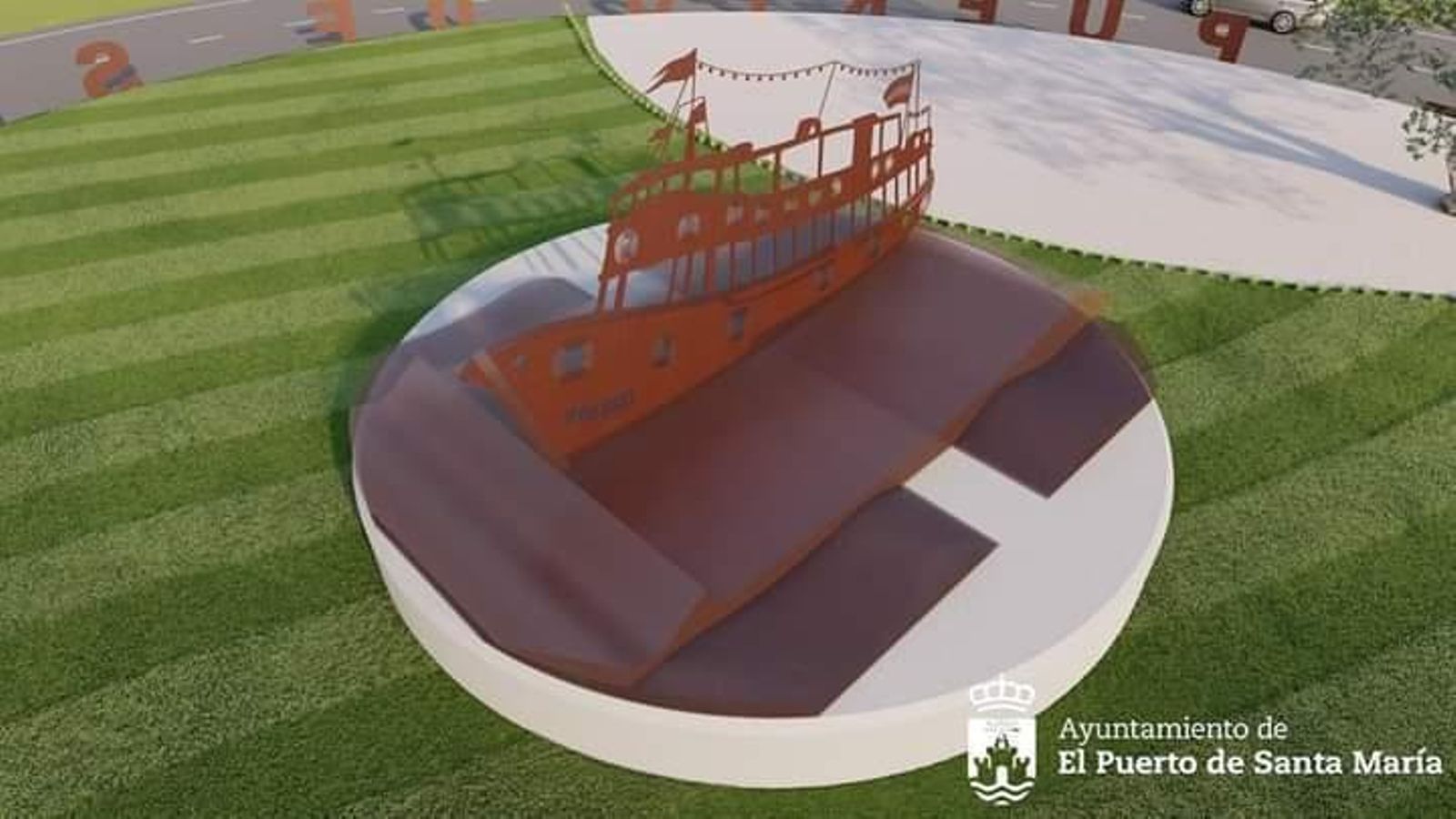 La recreación en acero de la célebre nave que presidirá la nueva rotonda.