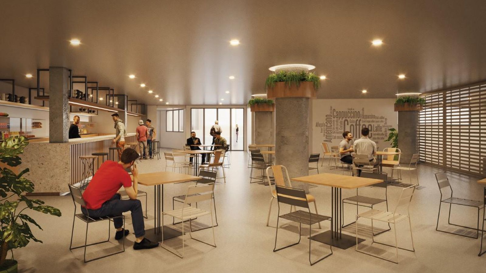 Infografía de la cafetería de autobuses de La Línea tras su remodelación.