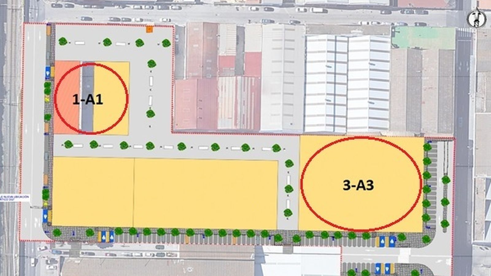 Las parcelas que se van a poner a la venta y la de Incubazul.