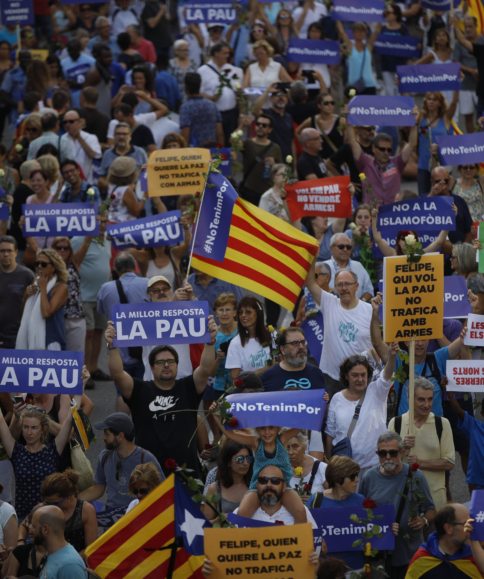 La manifestación contra el terrorismo en Barcelona