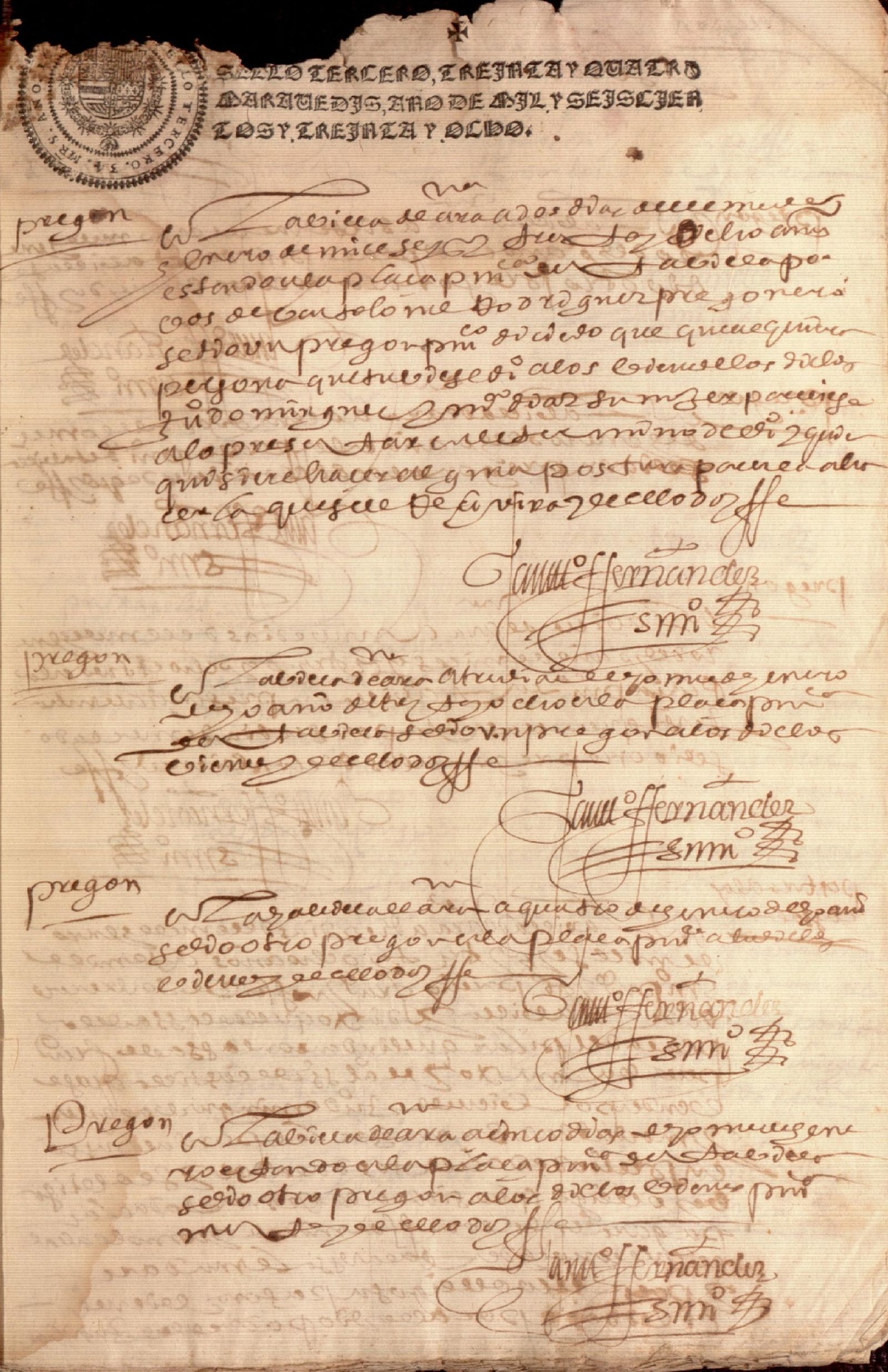 Autos ejecutivos o civiles de 1638.