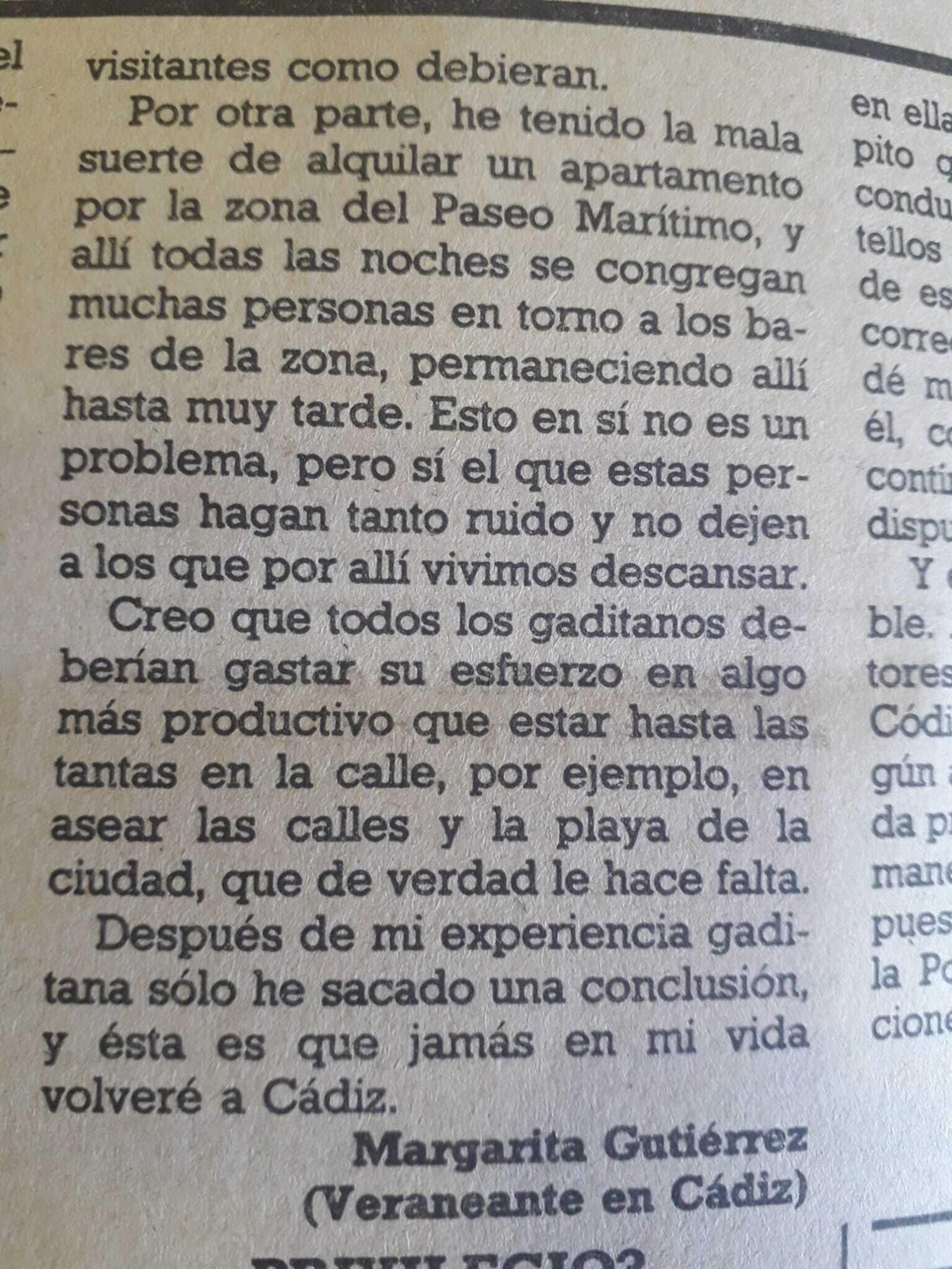 El final de la carta de Margarita Gutiérrez.