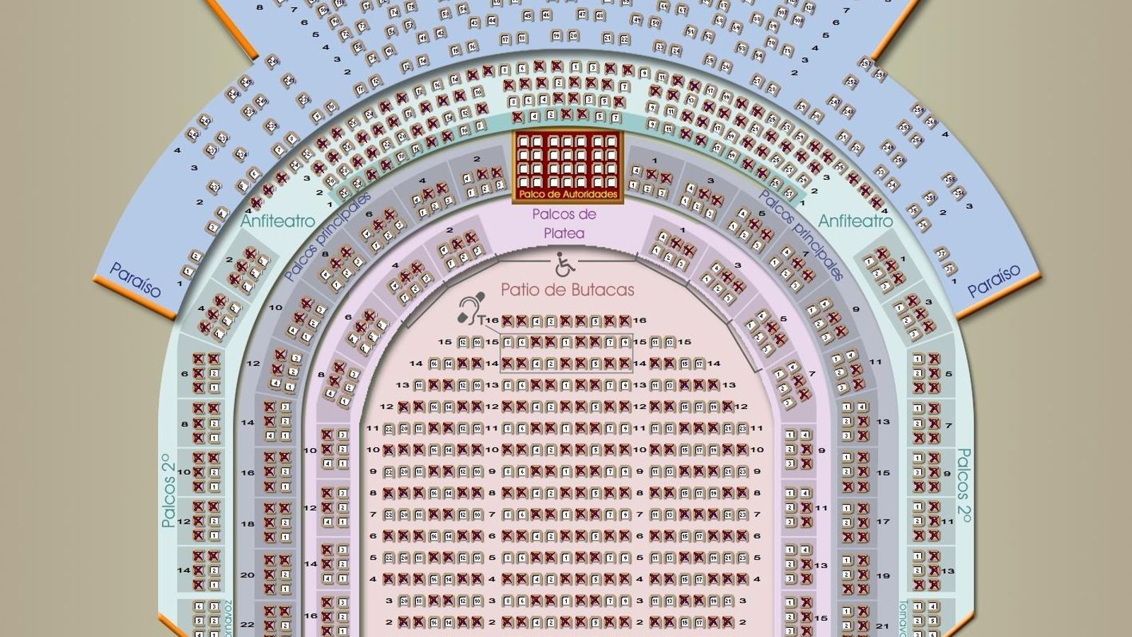 Plano con el nuevo aforo del Gran Teatro Falla.