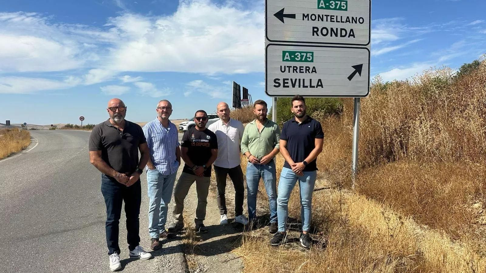 Los alcaldes de El Coronil, Montellano, Puerto Serrano y El Palmar reclaman el arreglo de la A-375 de Utrera a Puerto Serrano