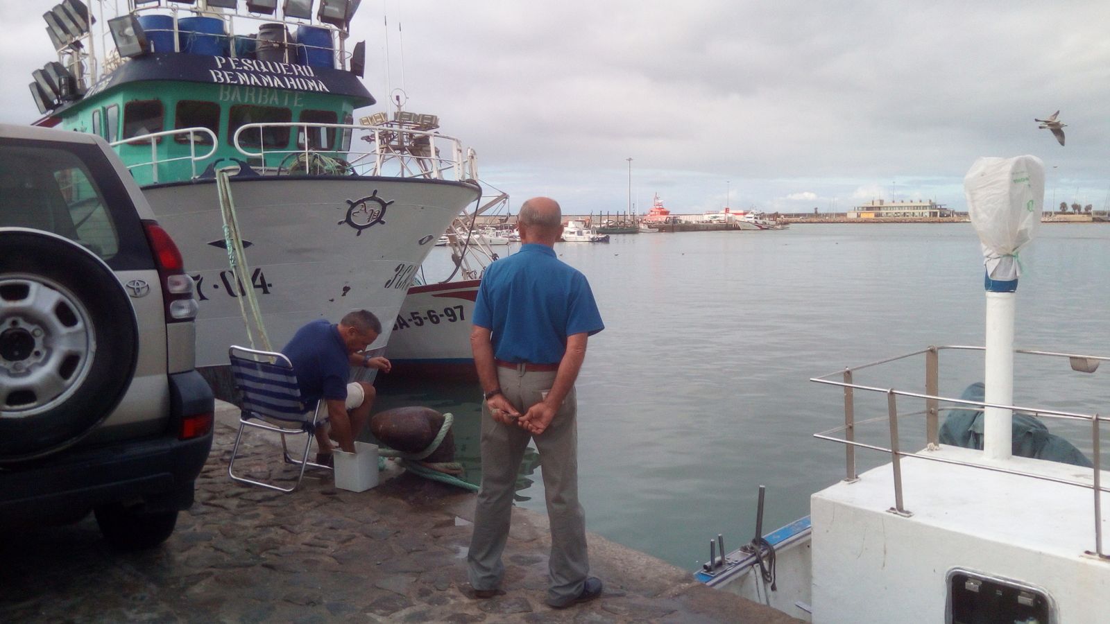 Algunos barcos de la flota barbateña siguen amarrados en su puerto pesquero.