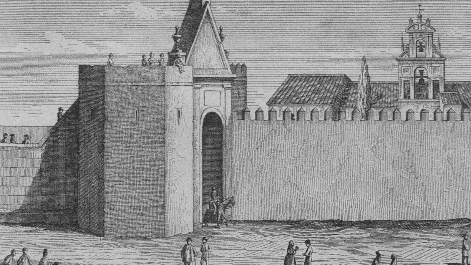 Puerta de la Barqueta (Grabado de Bartolomé de Tovar, s. XIX).