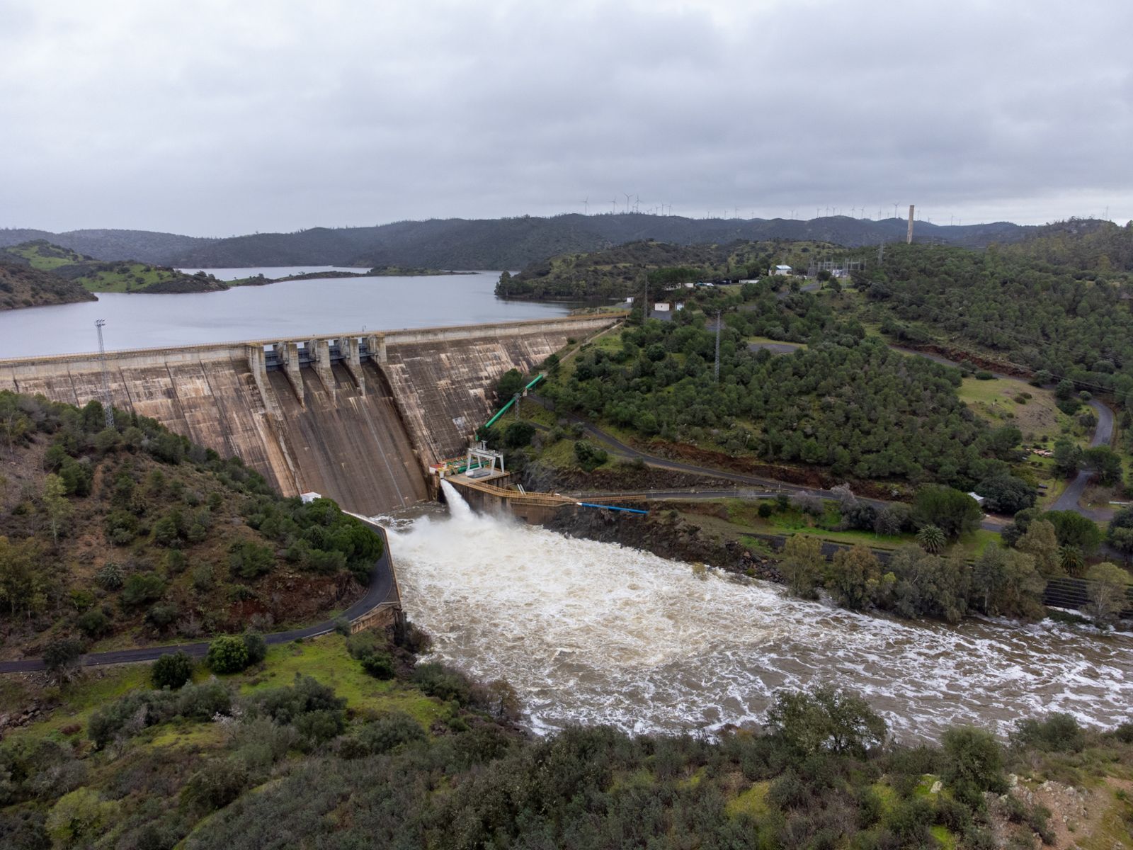 La presa del Chanza, este jueves por la mañana.