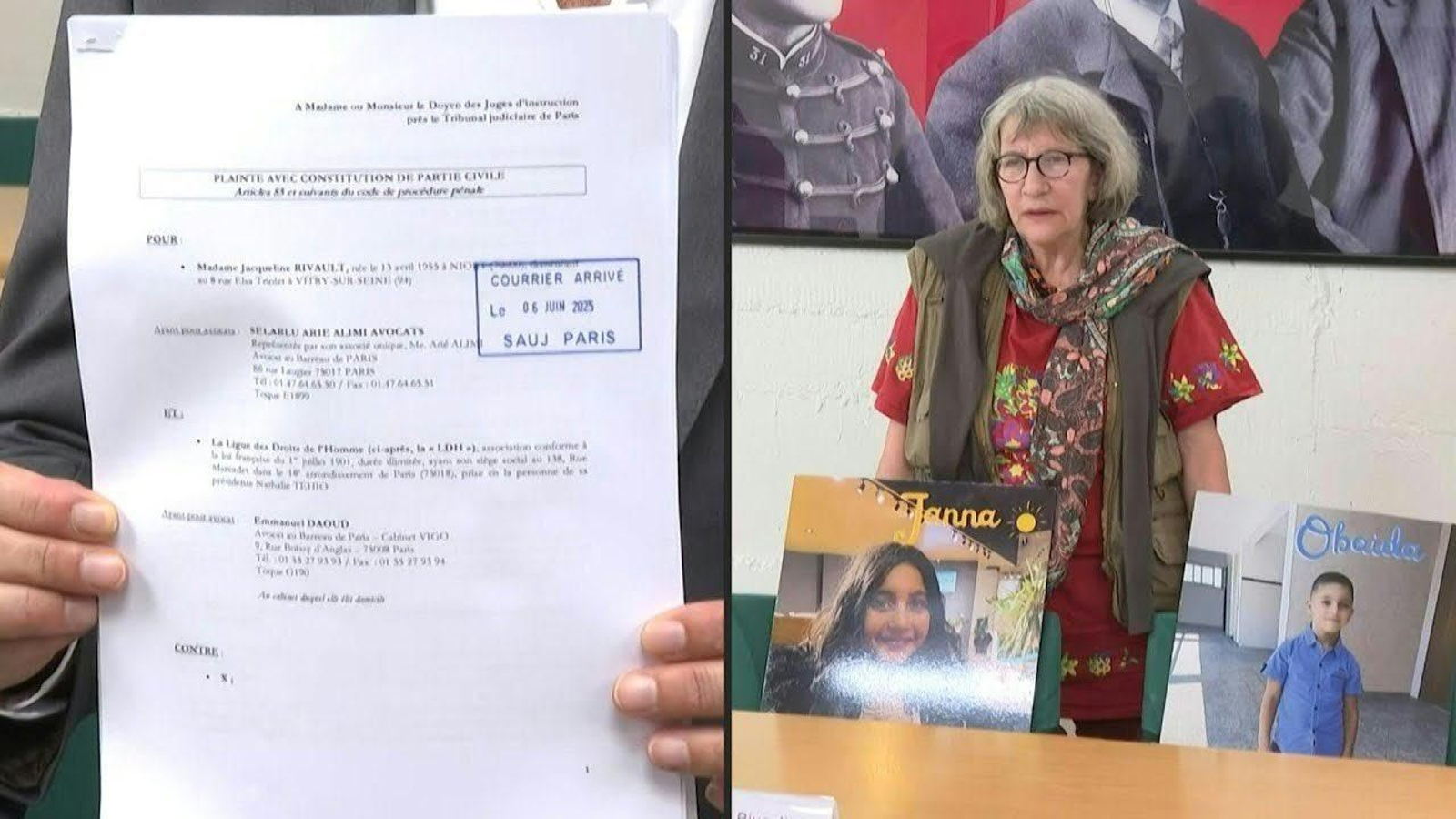 Una abuela francesa denuncia a Israel por genocidio tras la muerte de sus nietos en Gaza.