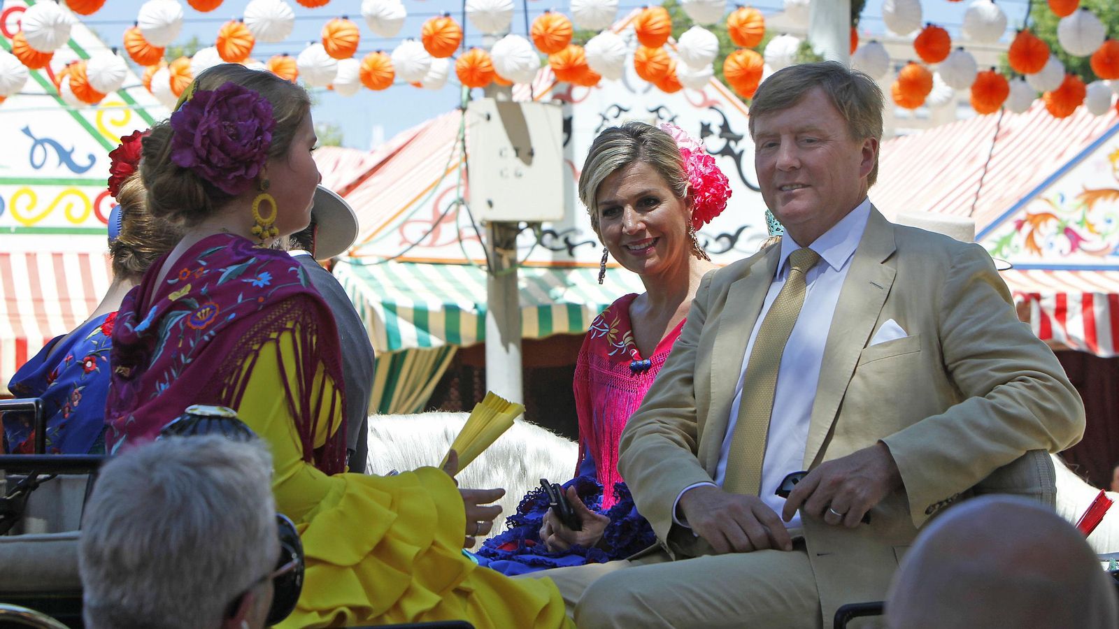 Los Reyes de Holanda, en la Feria de 2019, cuando se cumplían 20 años de haberse conocido en esta Fiesta Mayor de Sevilla.