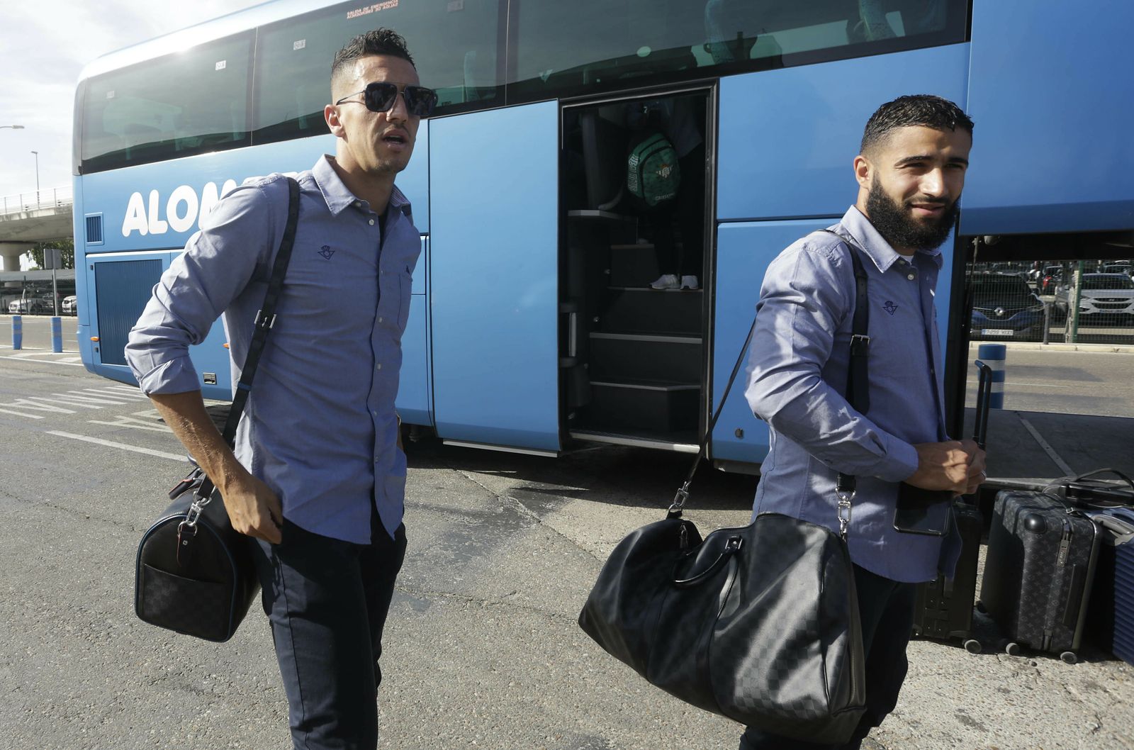 Fekir junto a Feddal, antes del viaje a Pamplona el pasado jueves.