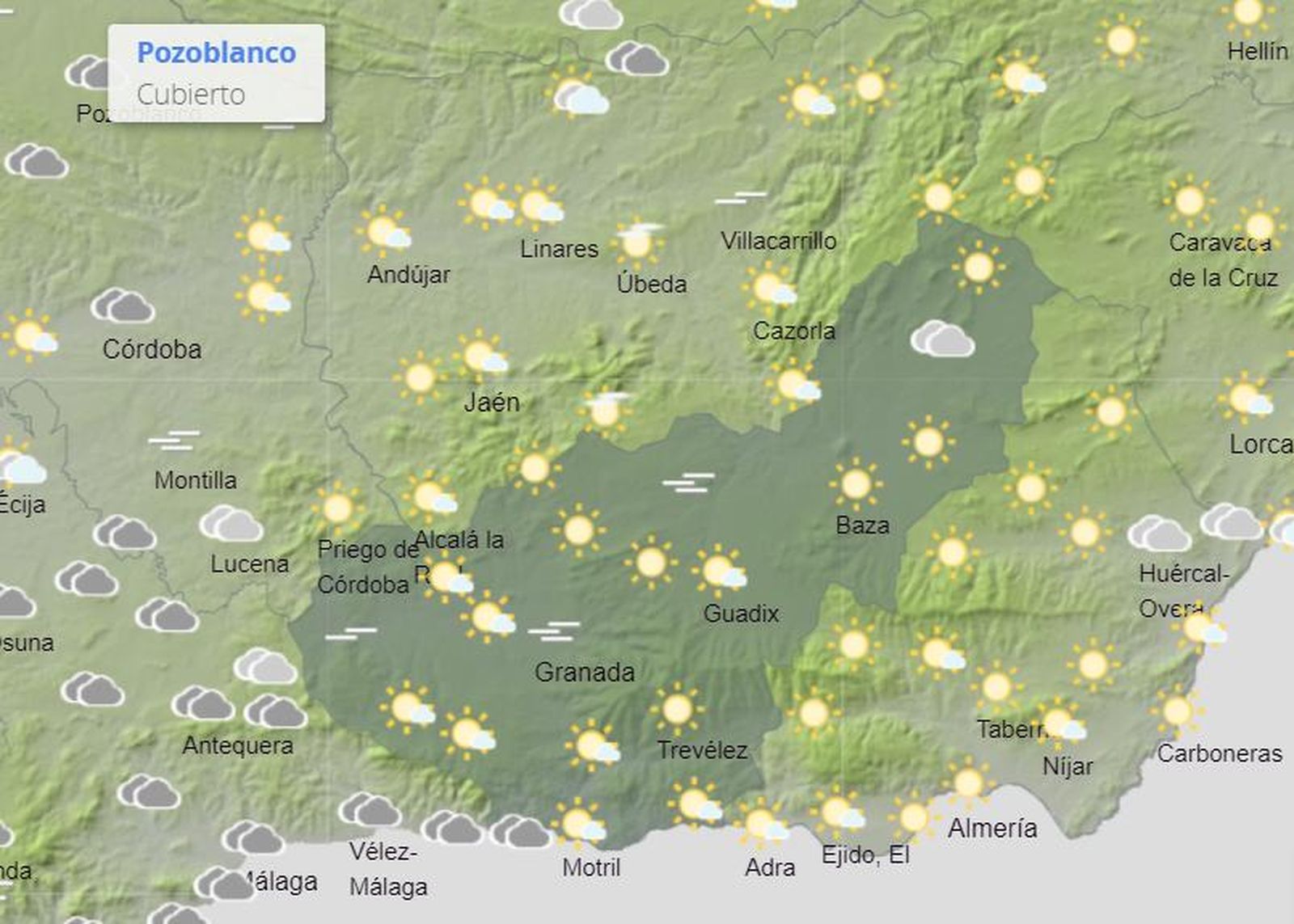 Tiempo en Granada | Cielos nubosos, temperaturas en ascenso y no se descartan precipitaciones