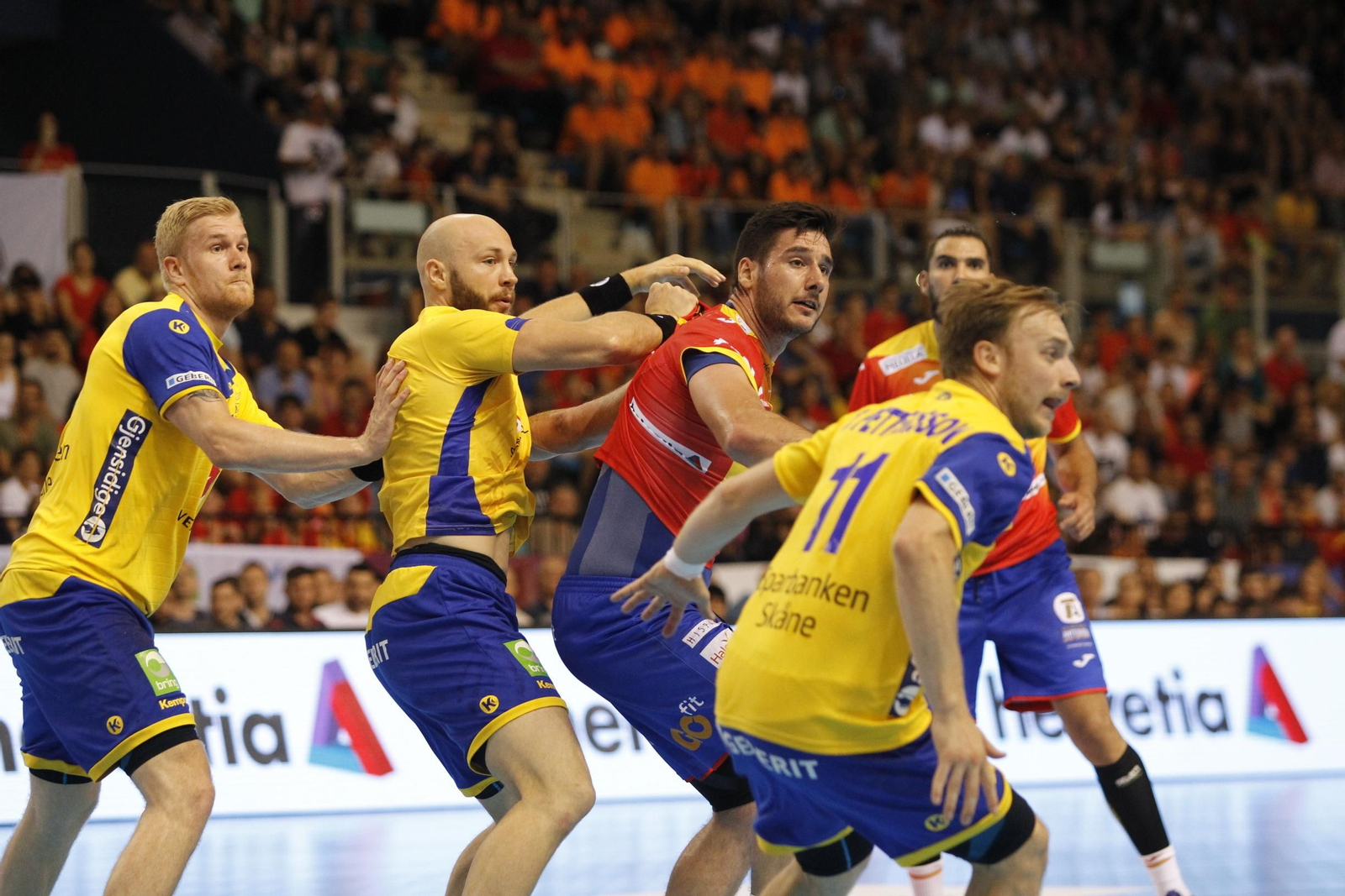 Fotogalería España-Suecia. Balonmano. Palacio Juegos Mediterráneos. Almería