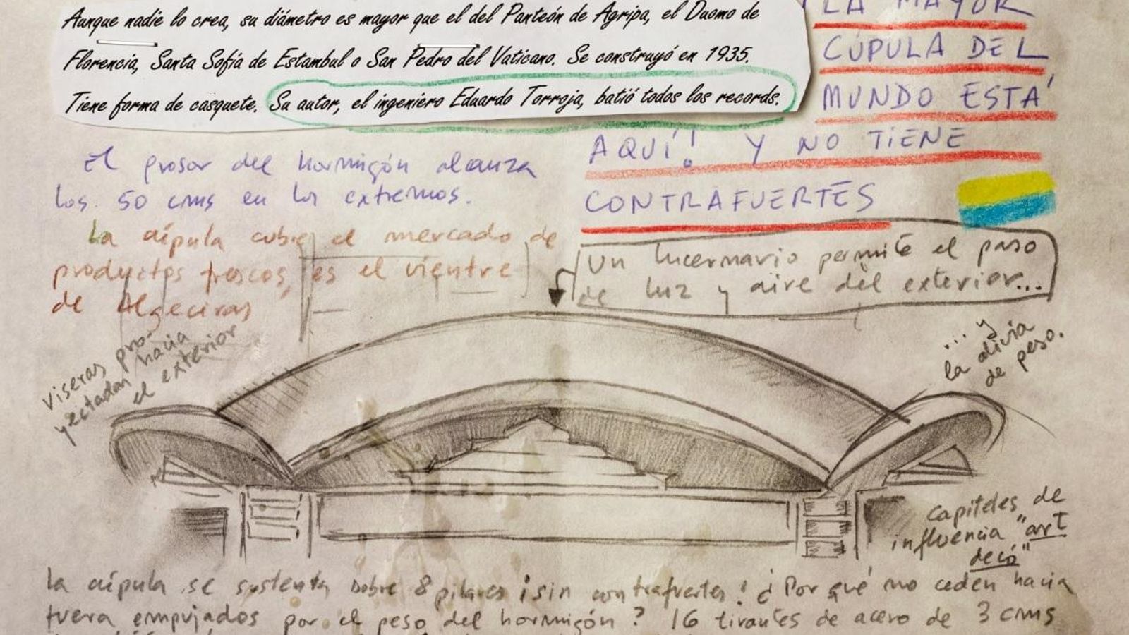 Otra de las ilustraciones de la Guía secreta: la cúpula del mercado Ingeniero Torroja