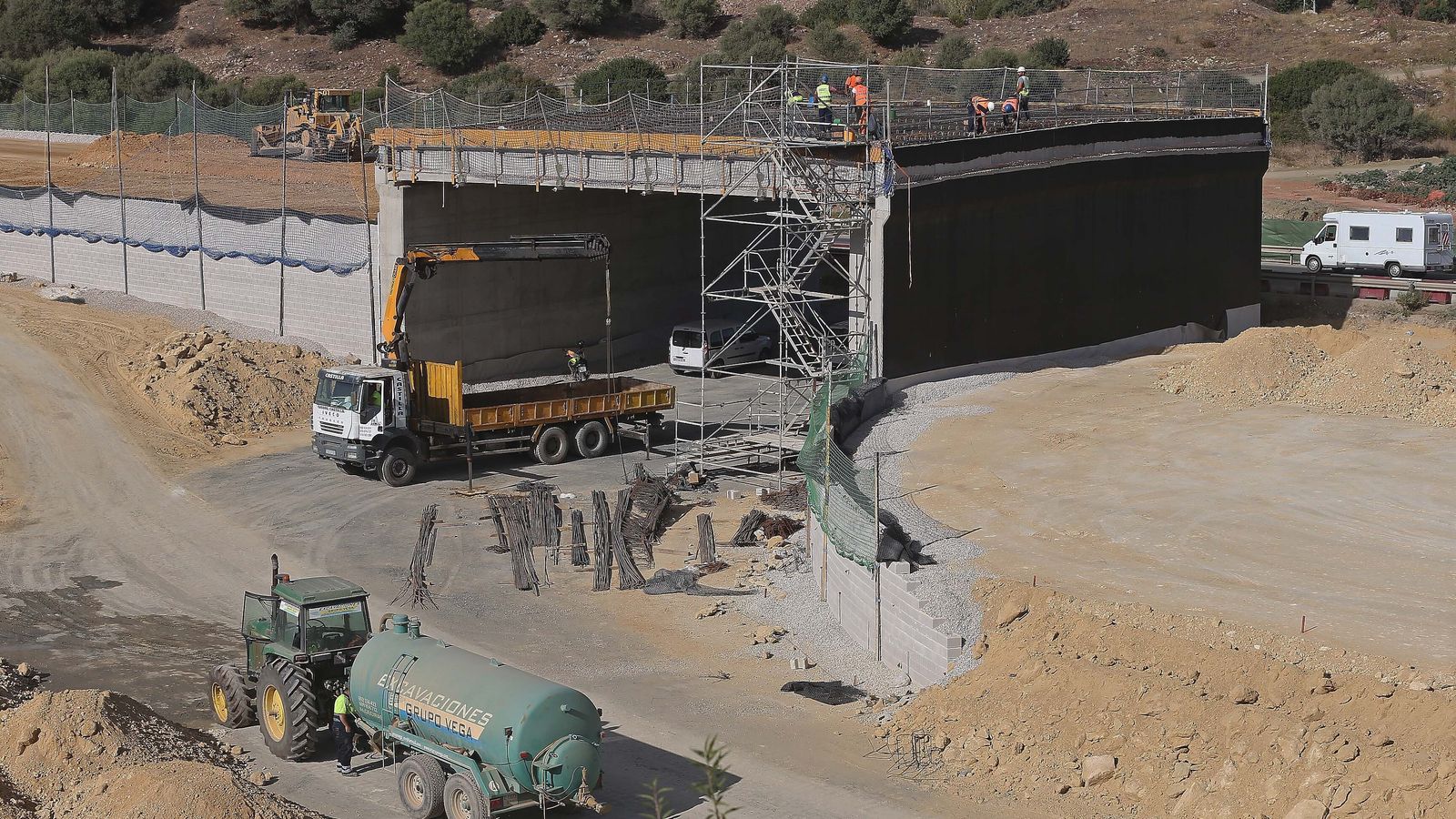 Las obras del Acceso Sur, este jueves.