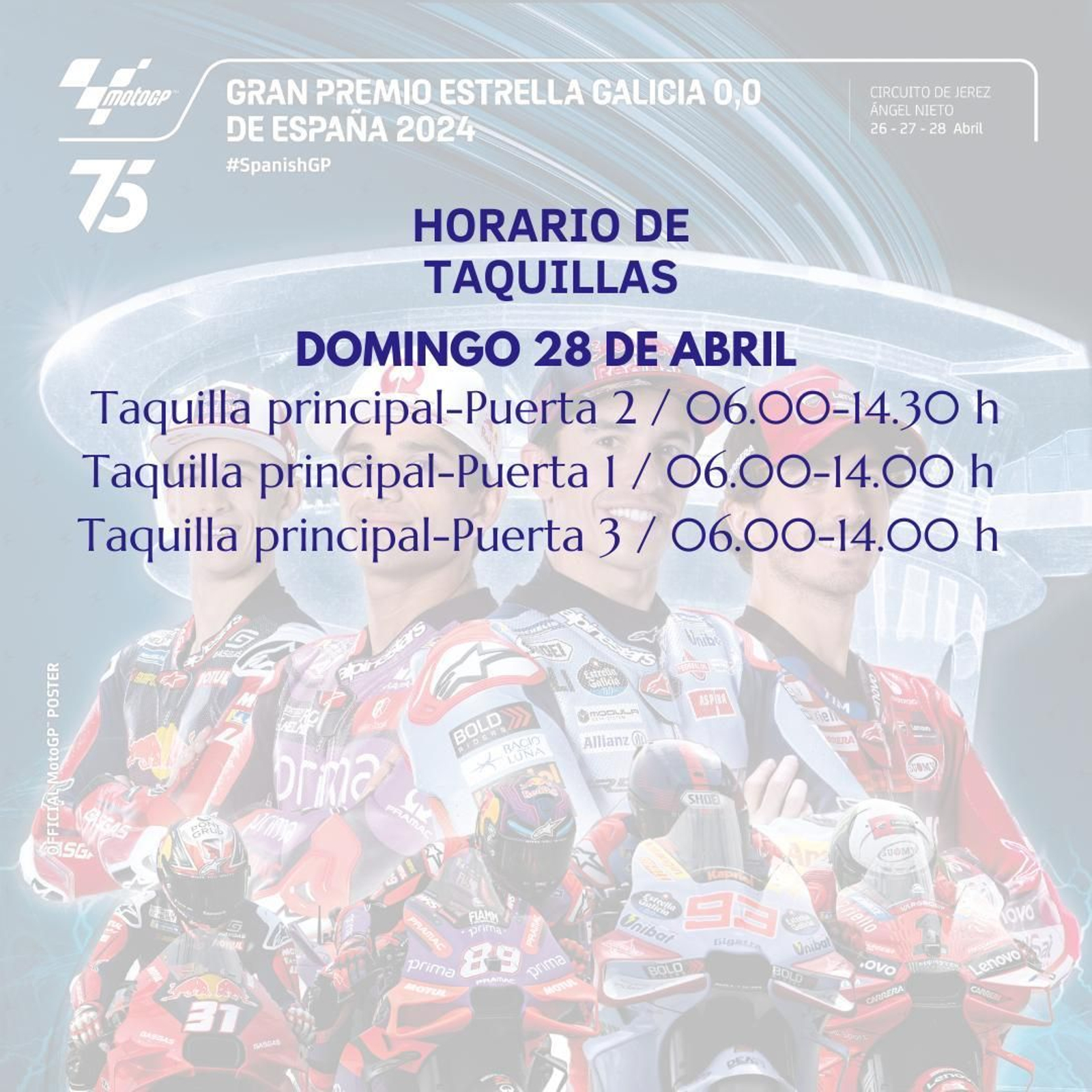 Horario de taquillas domingo. Horario de taquillas domingo.