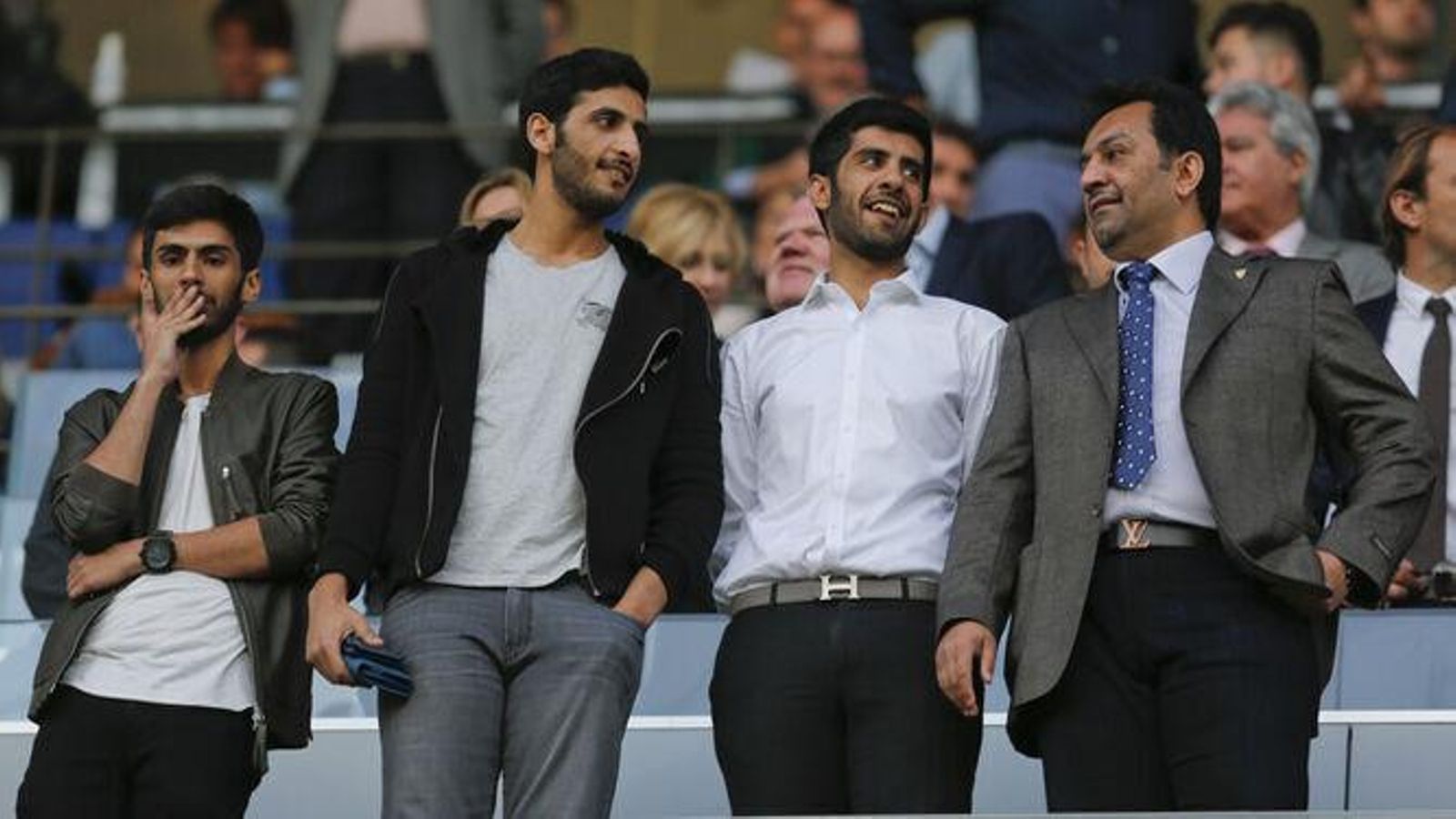 Nayef, Rakan, Nasser y Abdullah Al-Thani, en el palco de La Rosaleda. Nayef, Rakan, Nasser y Abdullah Al-Thani, en el palco de La Rosaleda.
