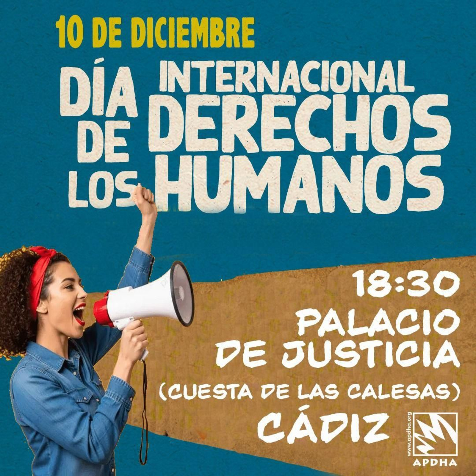 Cartel de la concentración en Cádiz en favor de los Derechos Humanos.