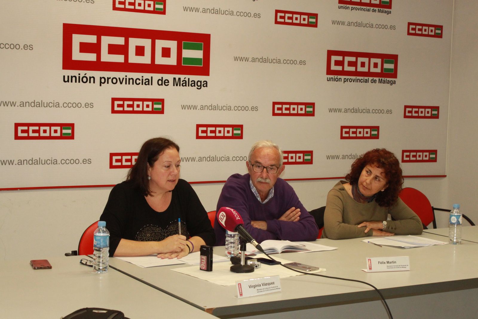 Rueda de prensa de CCOO por la precarización de los monitores escolares.