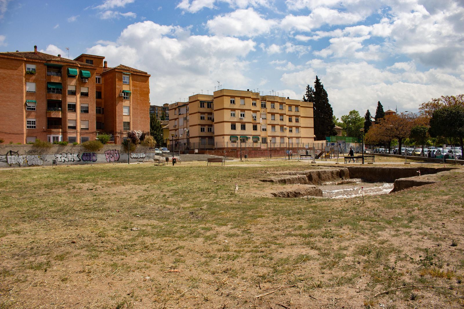 Zona de la Plaza Rafael Guillén de Granada donde está el yacimiento arqueológico.