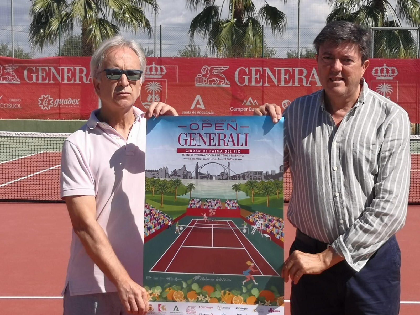 Miguel Caro, izquierda, y Manuel Vera, derecha, presentando el cartel del Open Generali Ciudad de Palma del Río.