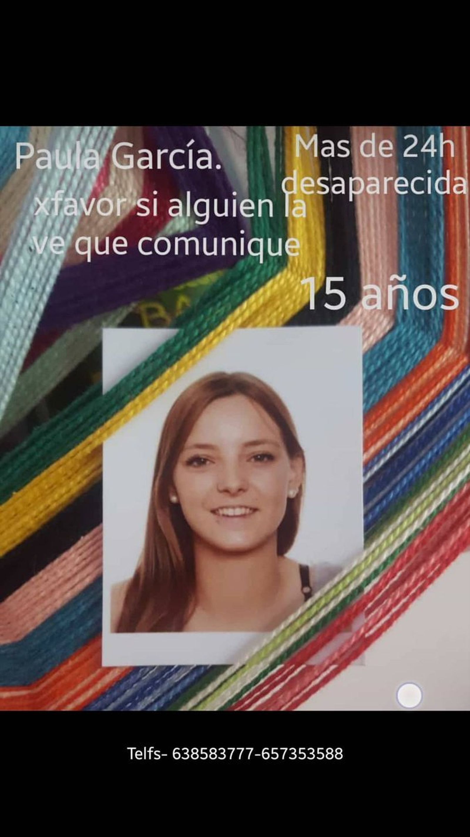 Paula, de 15 años, desapareció el martes