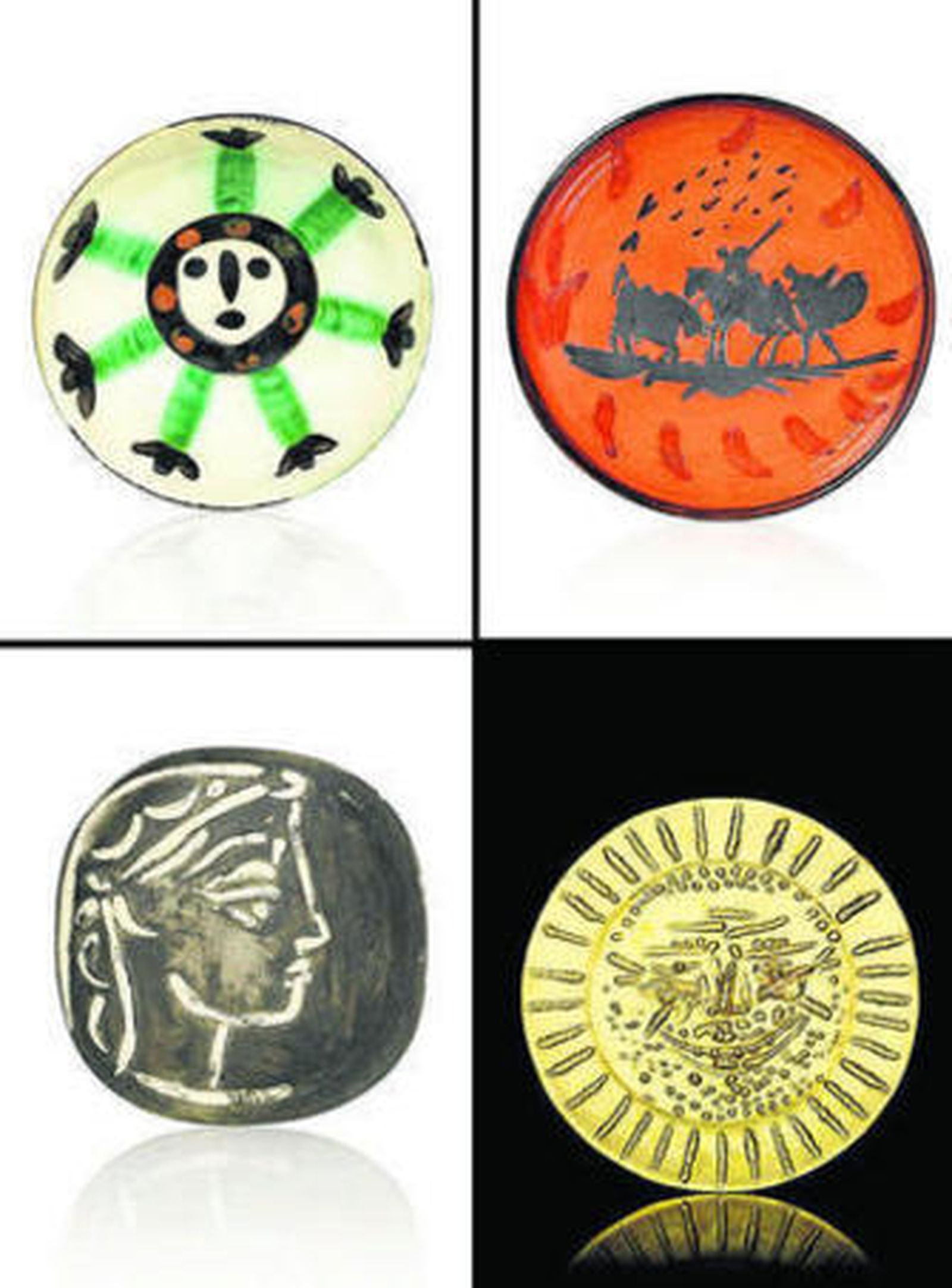 Cuatro de las piezas de Picasso que Christie's saca a subasta.