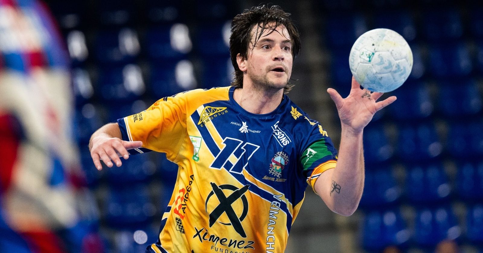 Luisfe Reina, jugador del Ángel Ximénez, en la visita de su equipo al Barça.