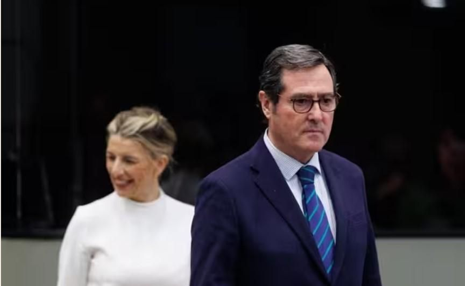 Yolanda Díaz y Antonio Garamendi en una imagen de archivo.