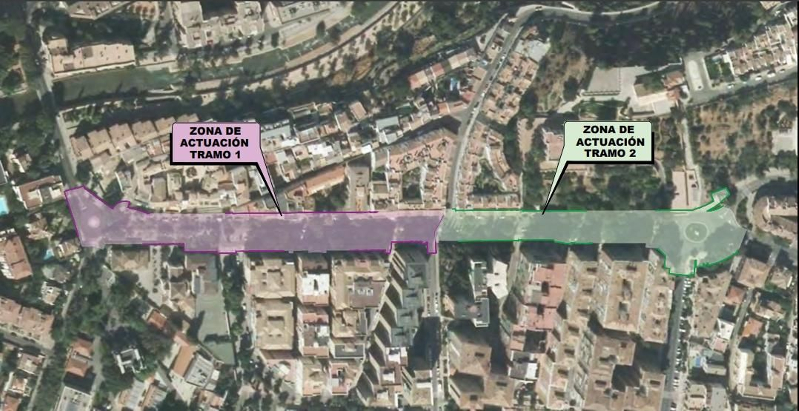 Los dos tramos en los que se dividirá la obra.