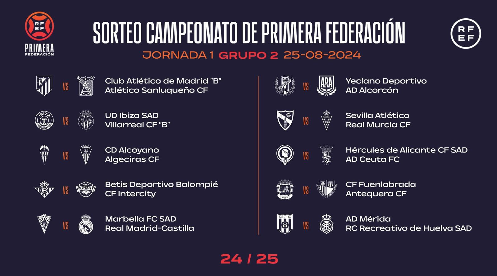 Calendario de la primera jornada en el grupo II de Primera Federación