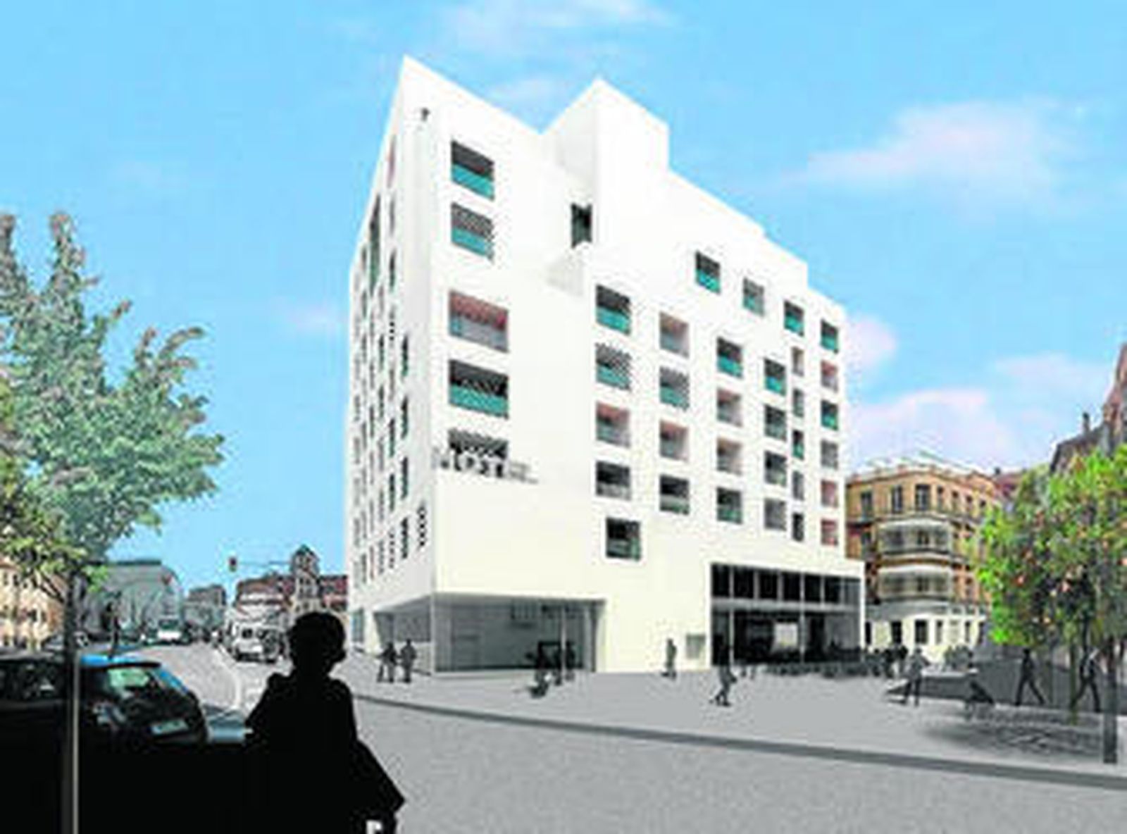 Infografía del hotel diseñado por Rafael Moneo.