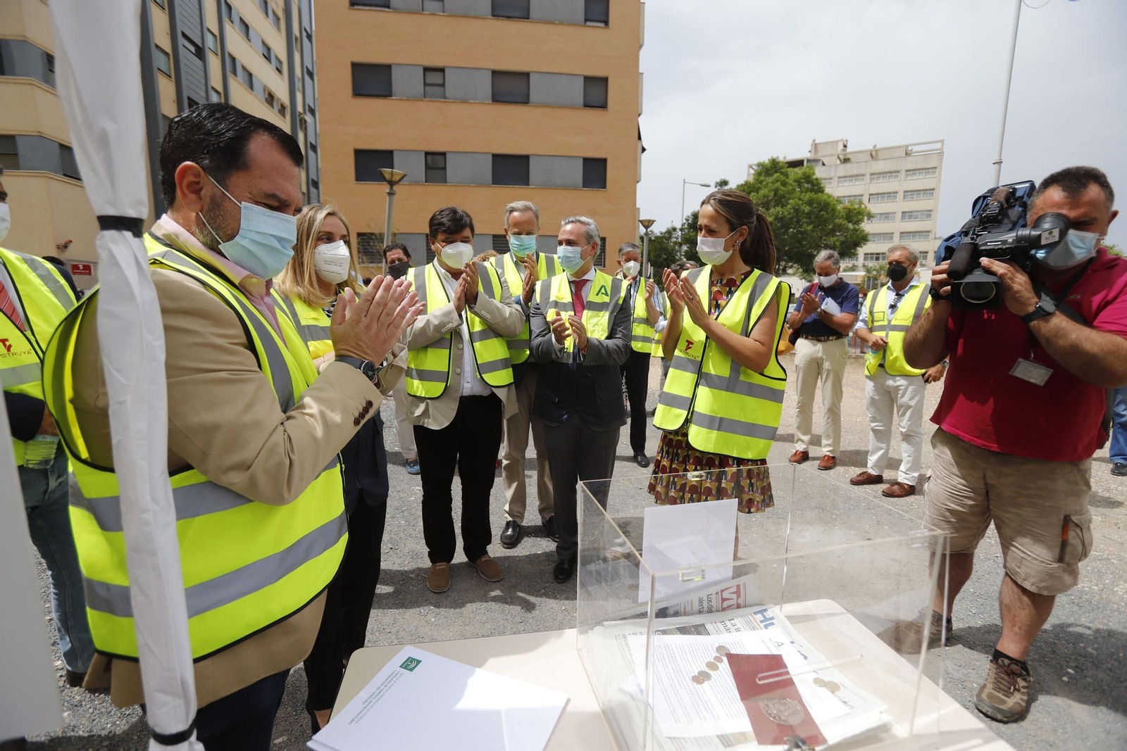 Imágenes del inicio de las obras de construcción de 48 viviendas protegidas en Huelva