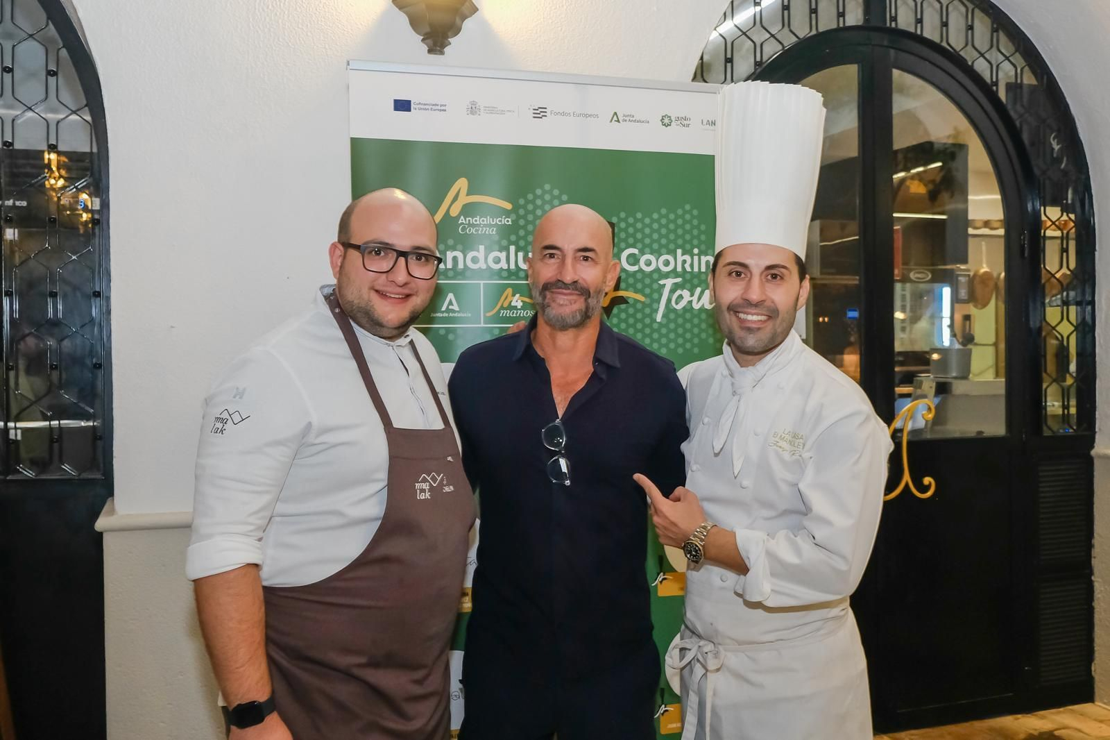 Javier Jurado, chef de Malak, Álvaro Guillén, presidente y Juanjo Ruiz, chef de La Casa de Manolete Bistró