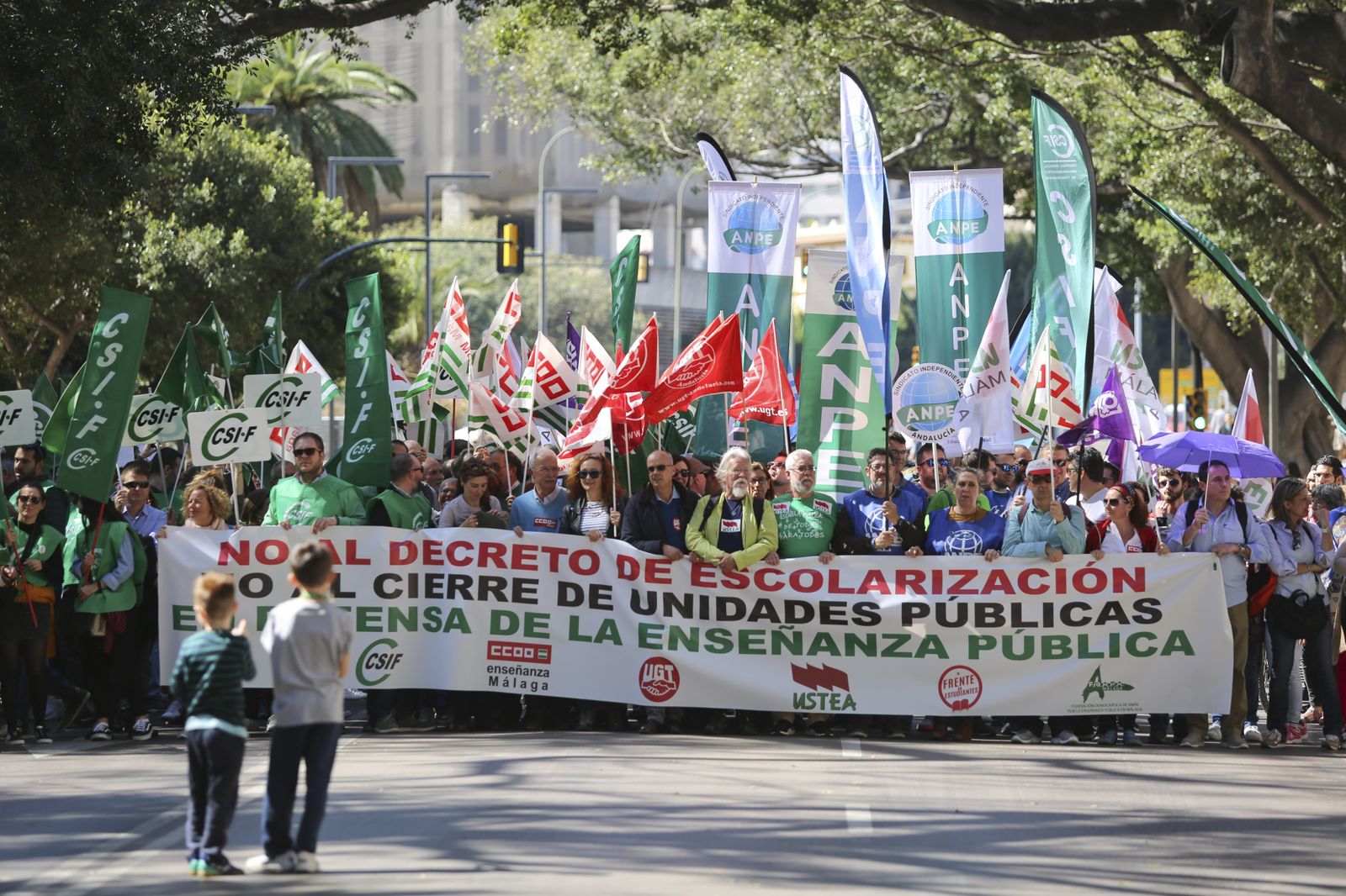 La manifestación por la huelga educativa en Málaga, en fotos