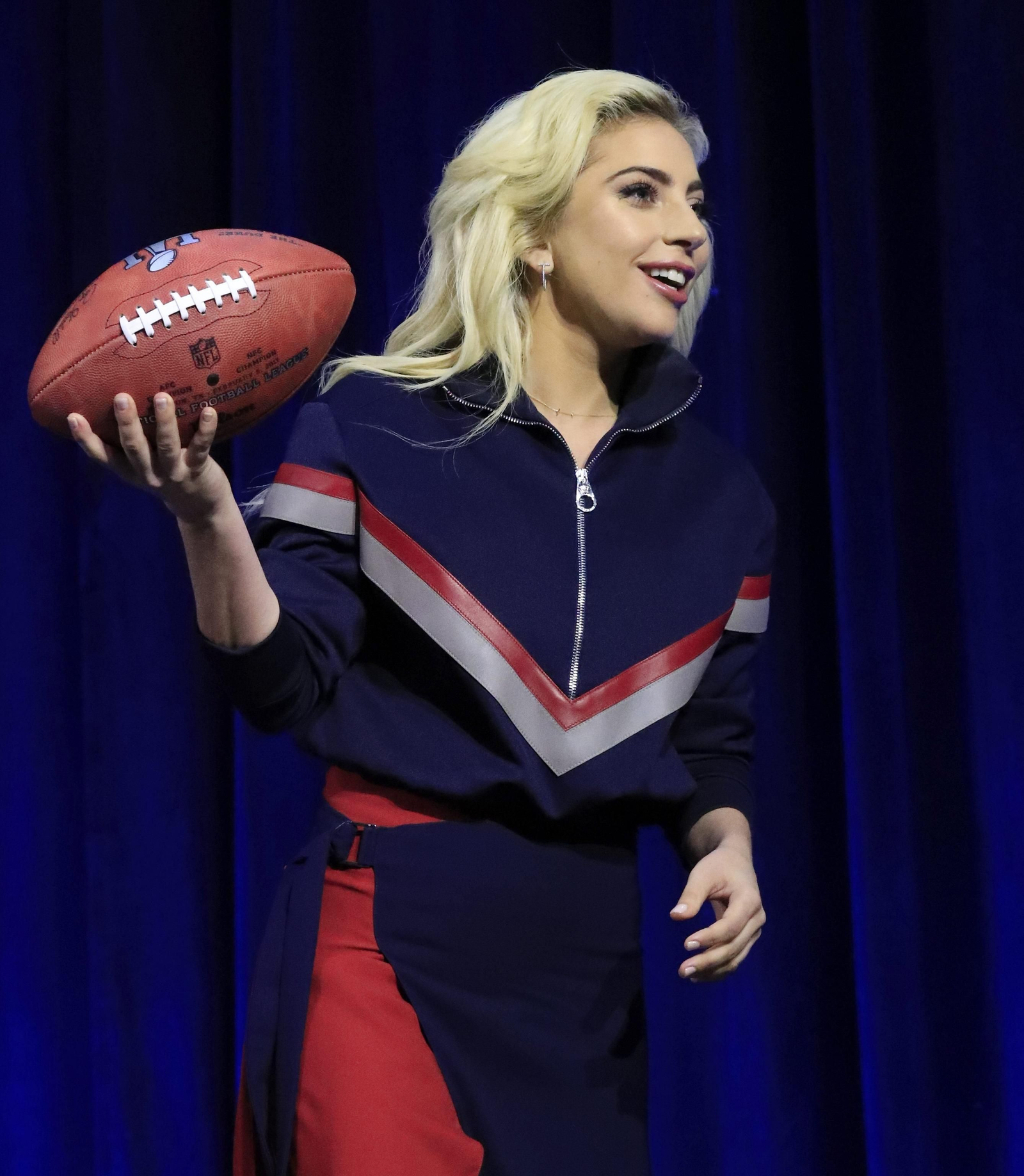 La cantante Lady Gaga, durante la rueda de prensa de la Super Bowl.