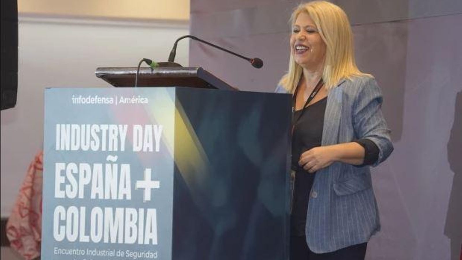 Mamen Sánchez, en la apertura oficial del Encuentro Industrial de Seguridad España–Colombia.