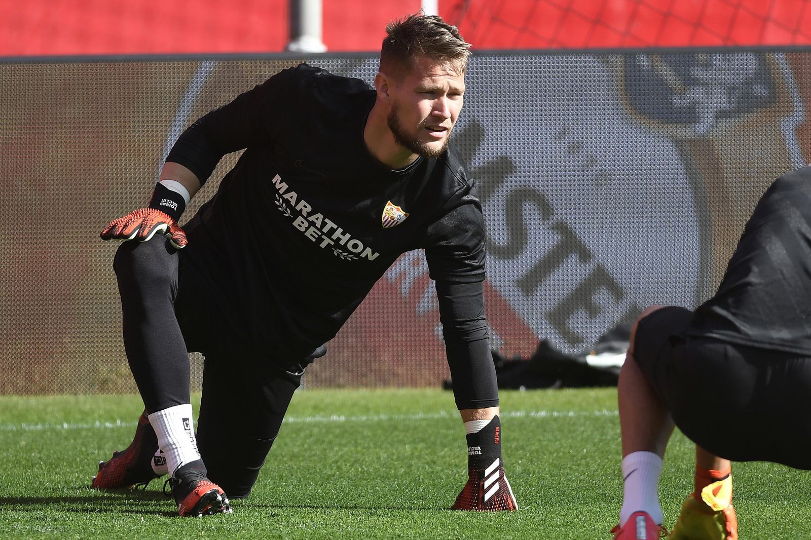 Thomas Vaclík, en uno de los últimos entrenamientos del Sevilla FC.