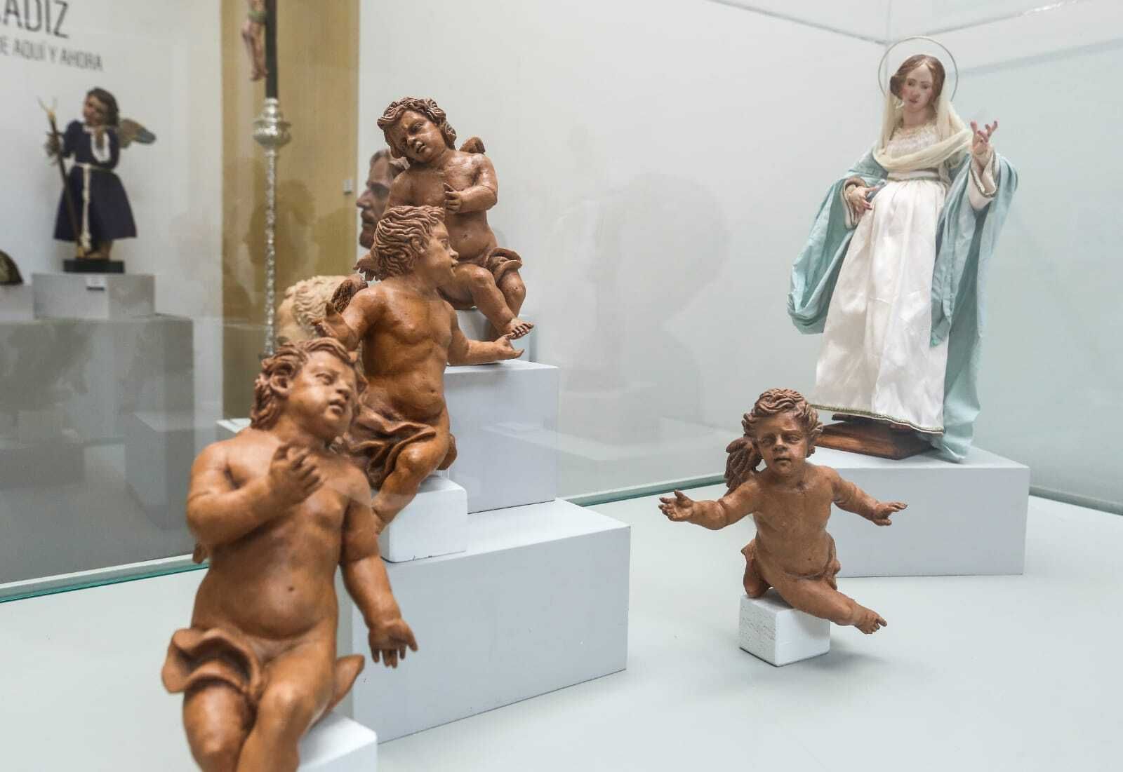 Esculturas expuestas en las instalaciones museísticas en la Plaza Mayor.