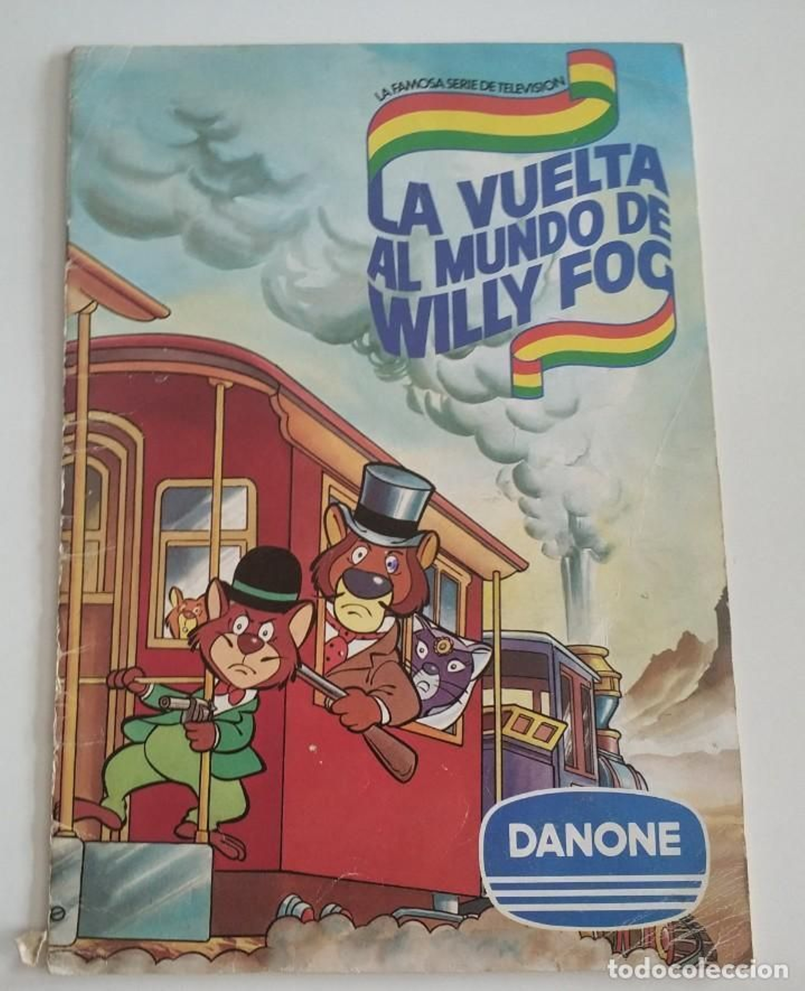 Willy Fog y sus amigos en la portada de un álbum de Danone