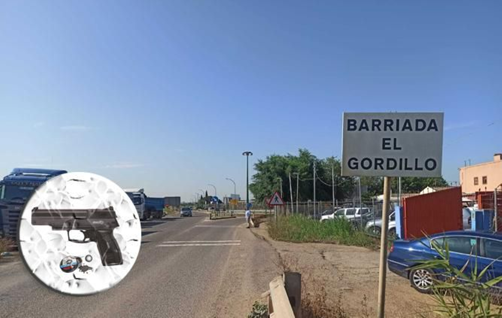 Una panorámica del Gordillo, con una pistola de plomos similar a las utilizadas