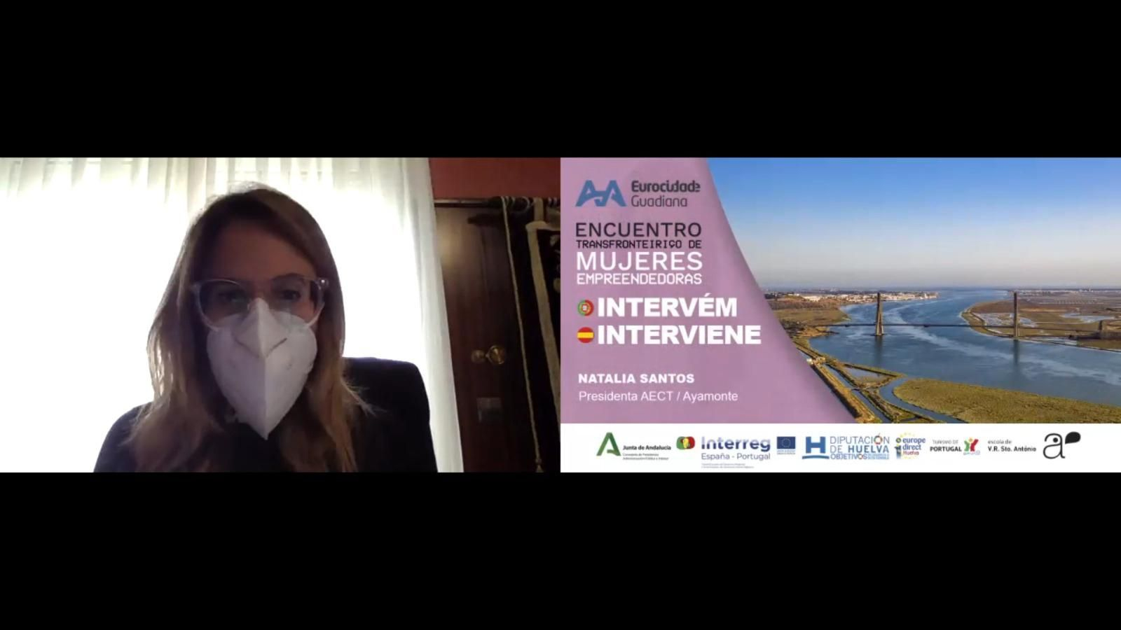 La presidenta de la Eurociudad y alcaldesa de Ayamonte, Natalia Santos, en la inauguración del encuentro