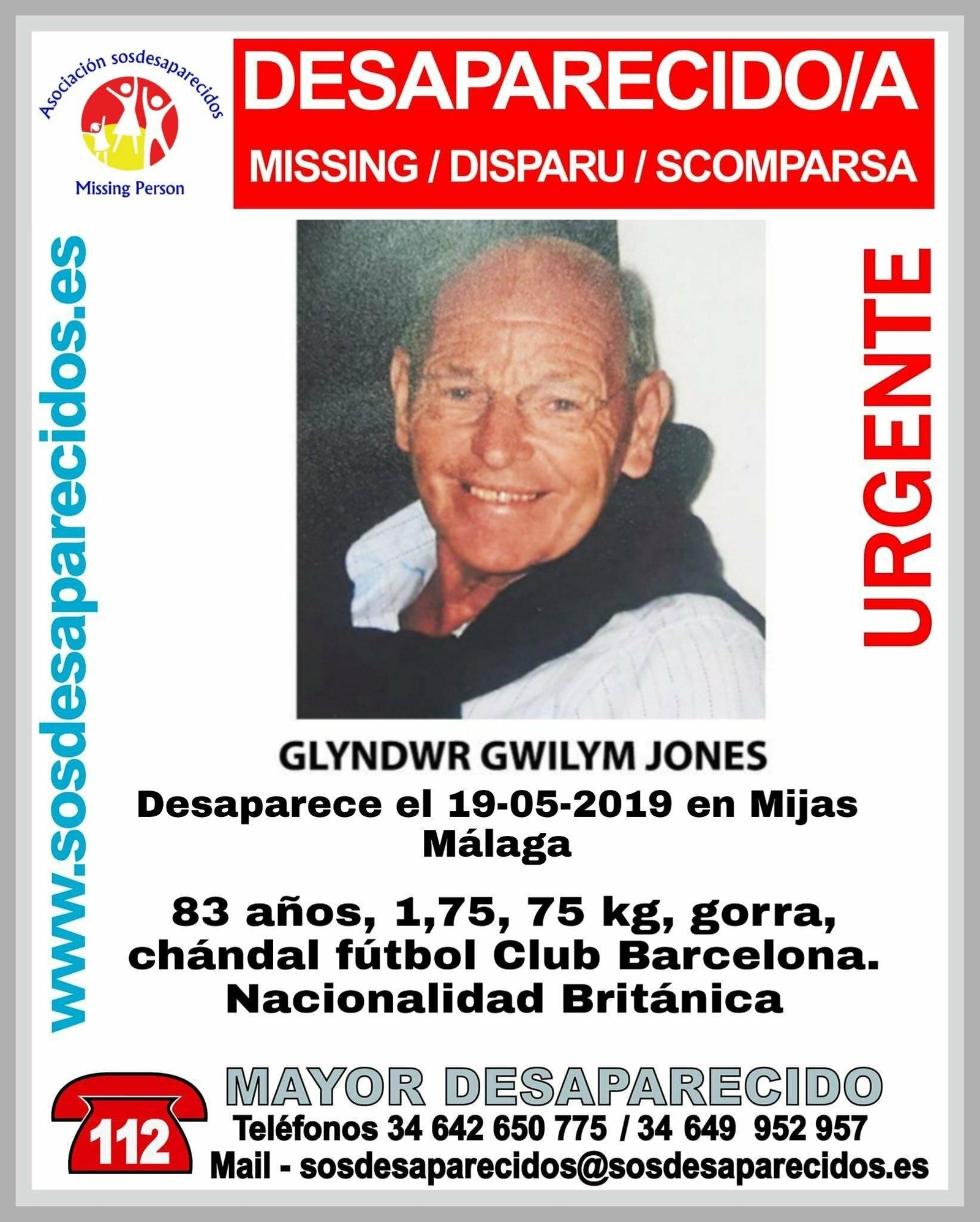 El británico de 83 años desaparecido en Mijas.