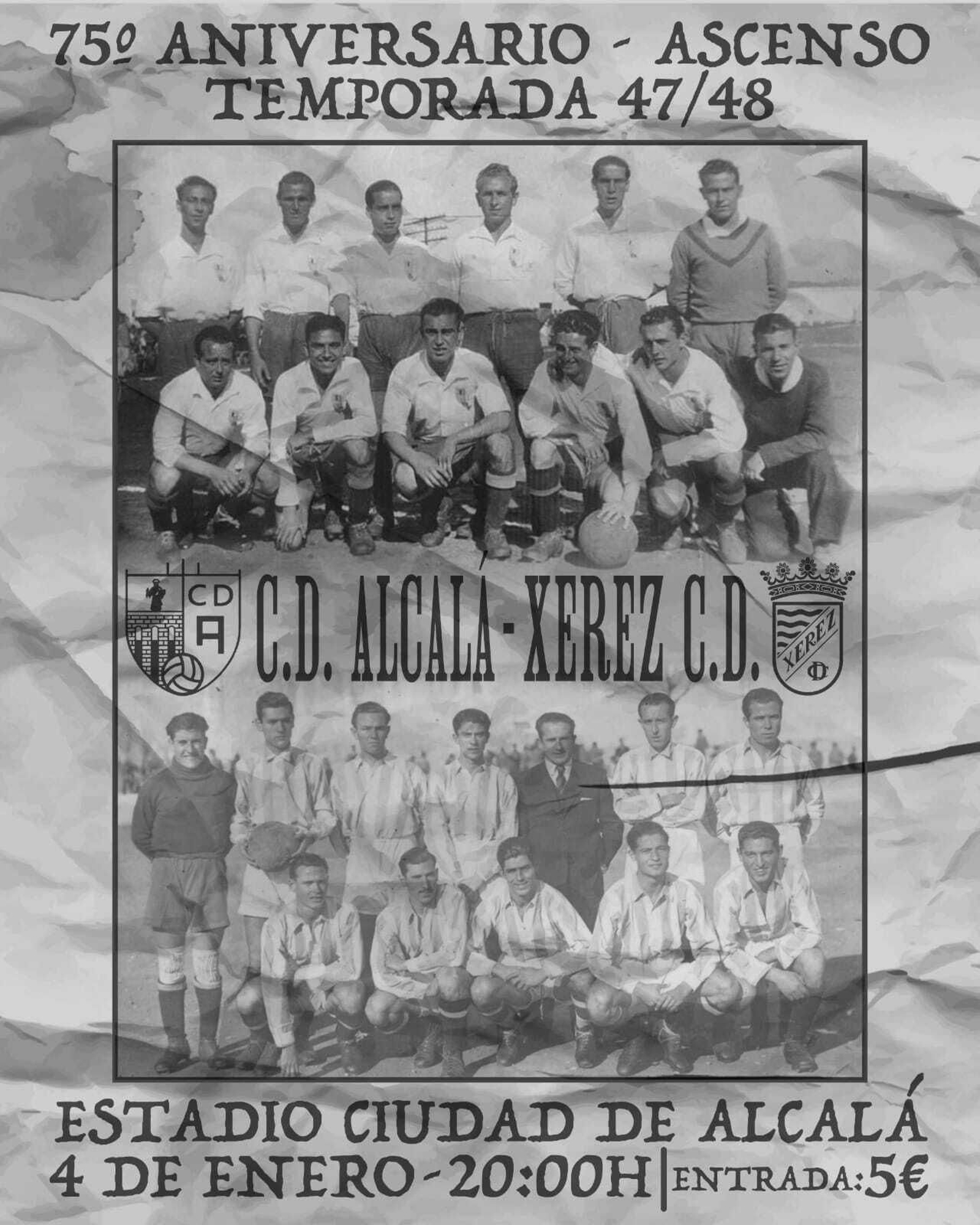 Cartel del partido entre Alcalá y Xerez CD del 4 de enero.