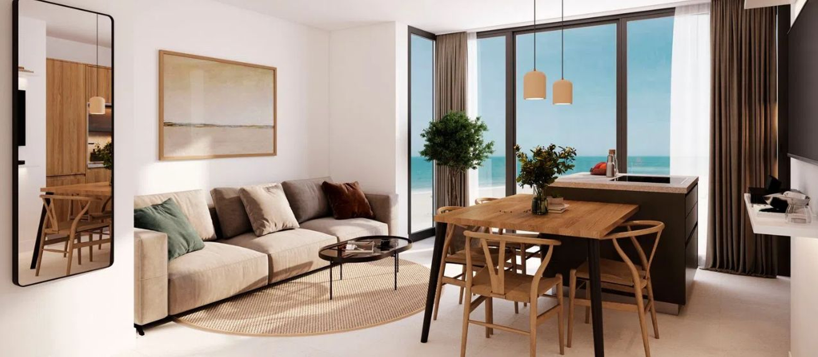 Salón con vistas a la playa Victoria