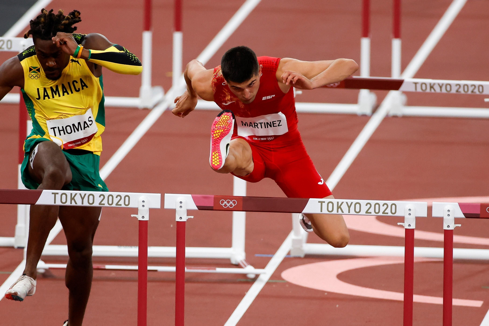 Asier Martínez, durante su participación en 110m vallas.