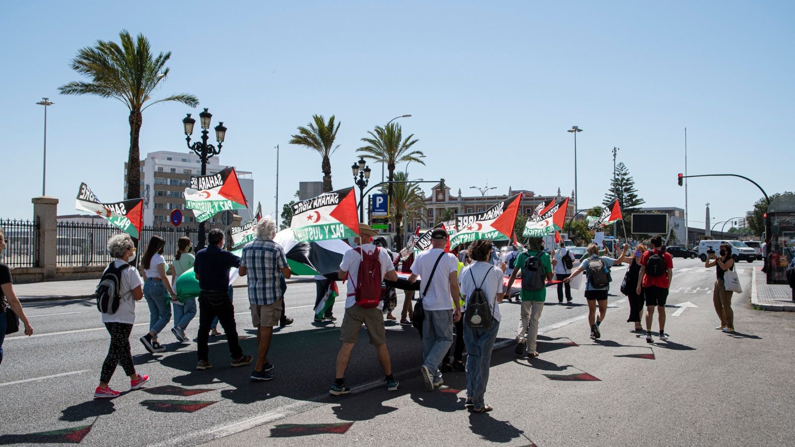 La marcha, a su paso  por la Avenida del Puerto.