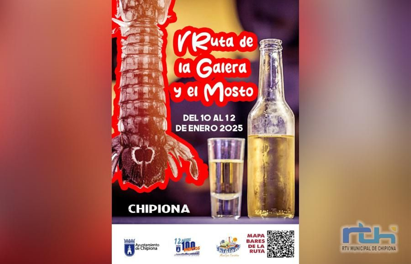 Cartel de la V Ruta del Mosto y la Galera con el QR para identificar los establecimientos participantes.